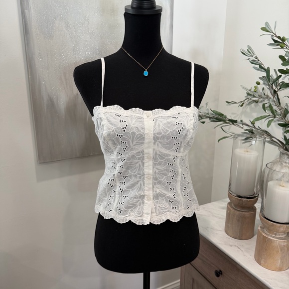 Moda International Tops - NWOT Mods International Button-down White Lace Camisole Top